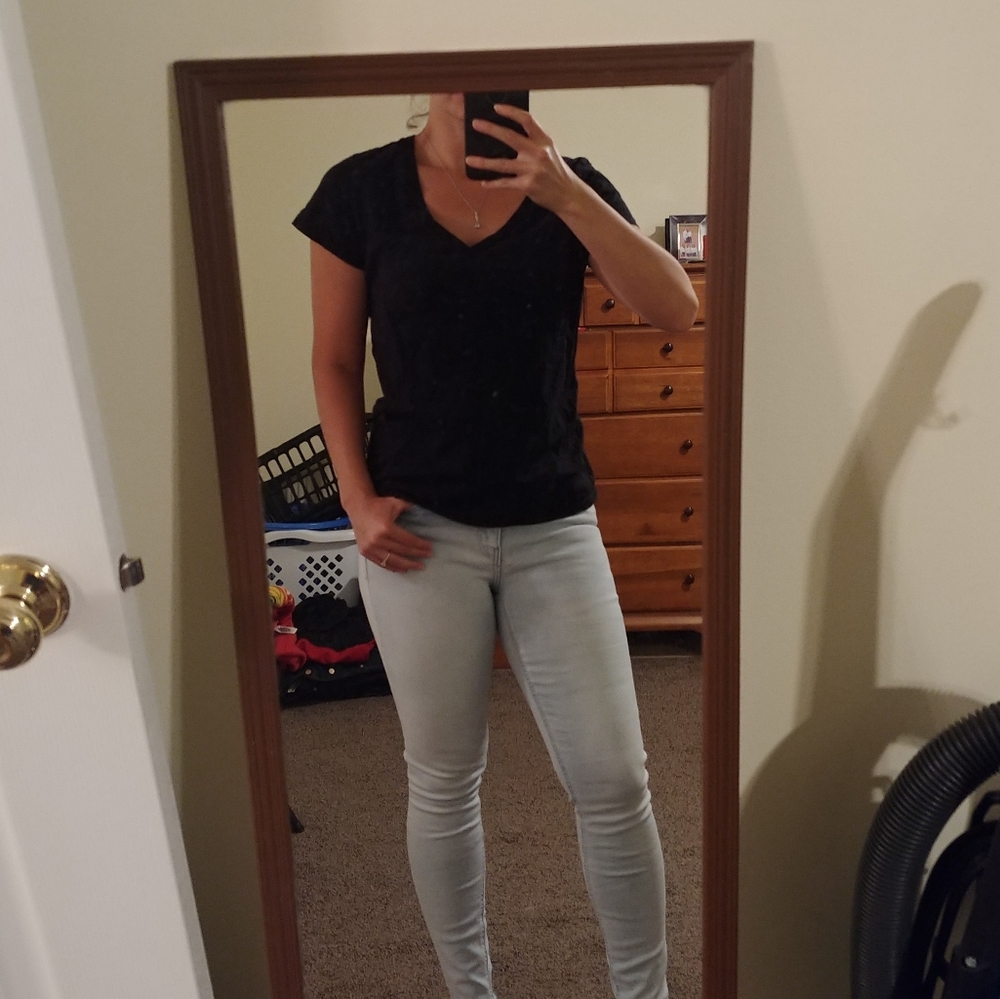 Plain Black V Neck Tee